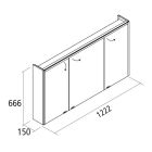 Armoire ALLIANCE 1200 GRIS BRILLANT 3 portes miroir double avec interrupteur et