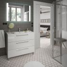 Meuble FUSSION CHROME 1000 3 tiroirs BLANC BRILLANT 997 x 868 x 450 mm