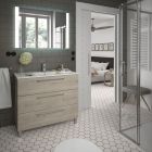 Meuble FUSSION CHROME 1000 3 tiroirs CHENE NATUREL 997 x 868 x 450 mm