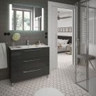 Meuble FUSSION CHROME 1000 3 tiroirs GRIS BRILLANT 997 x 868 x 450 mm