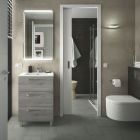 Meuble FUSSION CHROME 600 3 tiroirs PIN BAHIA 598 x 868 x 450 mm