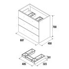 Meuble FUSSION CHROME 700 3 tiroirs GRIS BRILLANT 697 x 868 x 450 mm