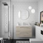 Meuble FUSSION CHROME 800 2 tiroirs CHENE NATUREL 797 x 540 x 450 mm