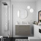 Meuble FUSSION CHROME 800 2 tiroirs TAUPE BRILLANT 797 x 540 x 450 mm