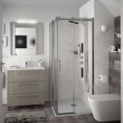 Meuble FUSSION CHROME 800 3 tiroirs TAUPE BRILLANT 797 x 868 x 450 mm