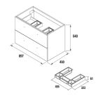 Meuble FUSSION CHROME 900 2 tiroirs BLANC BRILLANT 897 x 540 x 450 mm
