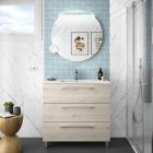 Meuble FUSSION CHROME 900 3 tiroirs CHENE NATUREL 897 x 868 x 450 mm