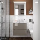 Meuble MONTERREY 600 2 tiroirs metalliques TAUPE BRILLANT 598 x 540 x 450 mm