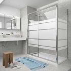 Paroi de douche CLEAR Cote fixe SERIGRAPHIE ROAD - larg. 0,6 - 0,8 m x haut. 1,95 m