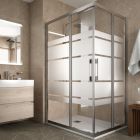 Paroi de douche CLEAR d'angle rectangulaire 2P et 2F Serigraphie ROAD < 0,8