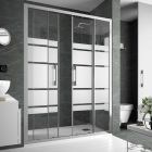 Paroi de douche CLEAR façade 2P et 2F Paillettes Serigraphie ROAD 1401 - 10,6 x haut.