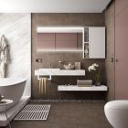 Plan de toilette COMPAKT 51 de 801 a 1000 mm. vasque semi encastre MARBLE BLANC