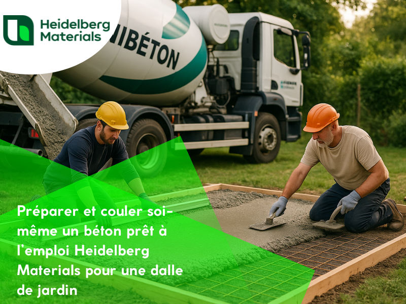 Préparer et couler soi-même un béton prêt à l’emploi Heidelberg Materials pour une dalle de jardin