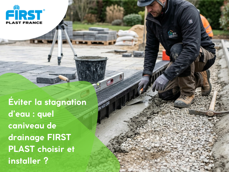 Éviter la stagnation d'eau : quel caniveau de drainage FIRST PLAST choisir et installer ?