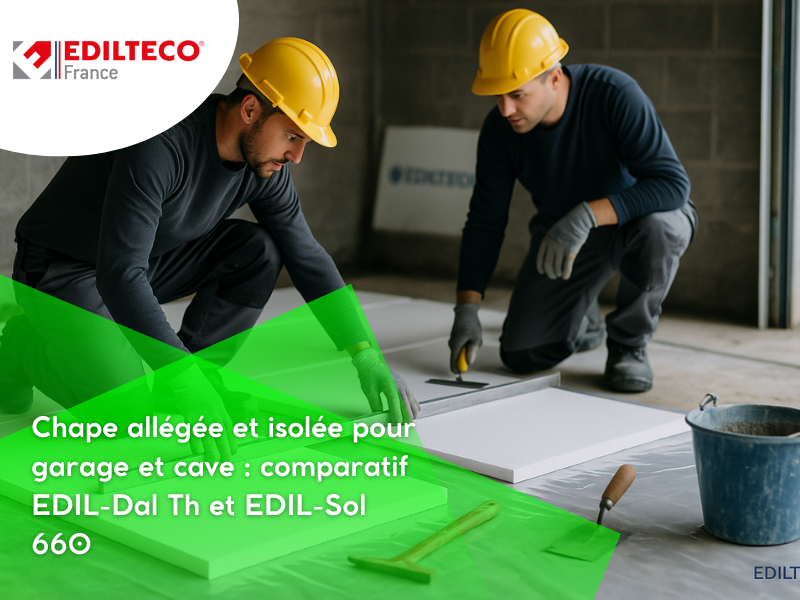 Chape allégée et isolée pour garage et cave : comparatif EDIL-Dal Th et EDIL-Sol 660