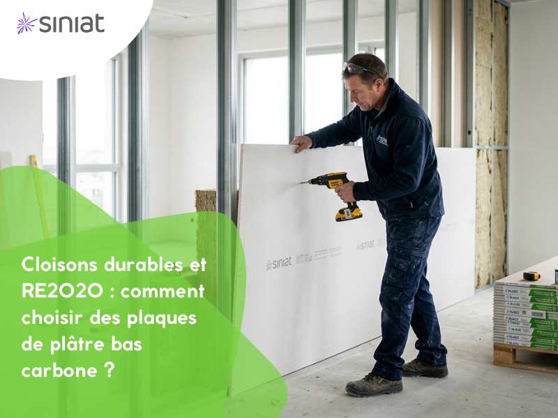 Cloisons durables et RE2020 : comment choisir des plaques de plâtre bas carbone ?