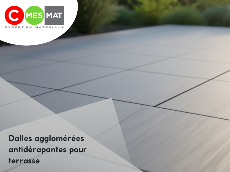 Dalles agglomérées antidérapantes pour terrasse