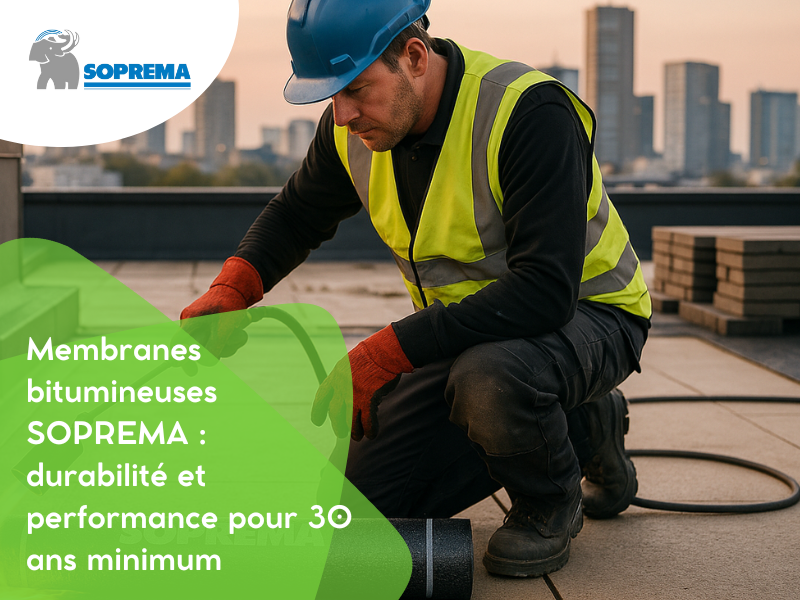 Membranes bitumineuses SOPREMA durabilité et performance pour 30 ans minimum