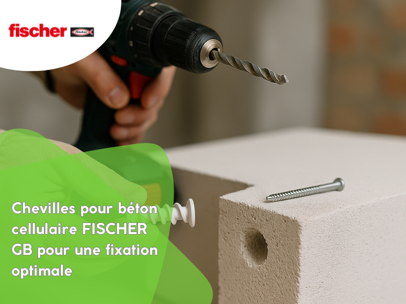 Chevilles pour béton cellulaire FISCHER GB pour une fixation optimale