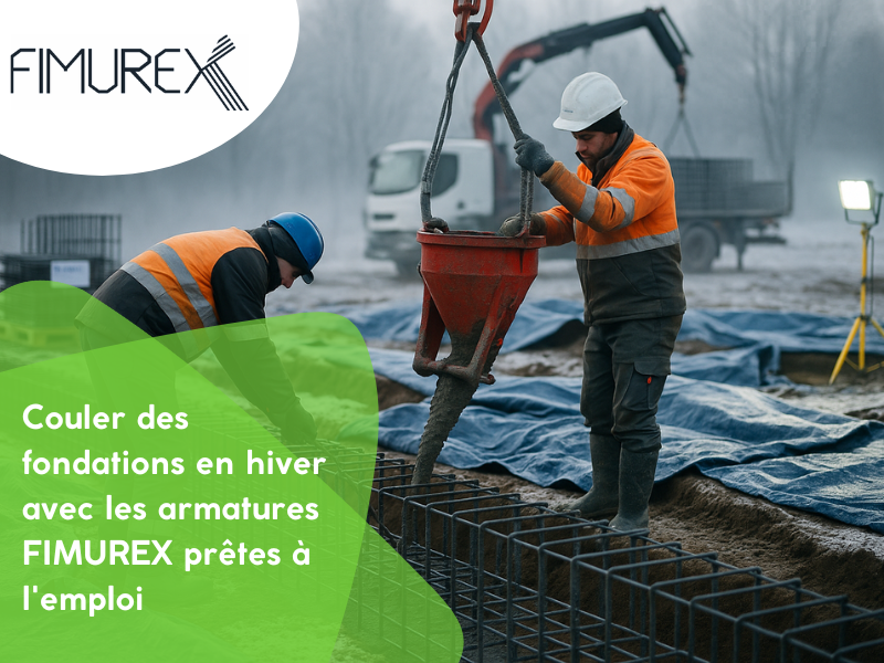 Couler des fondations en hiver avec les armatures FIMUREX prêtes à l'emploi