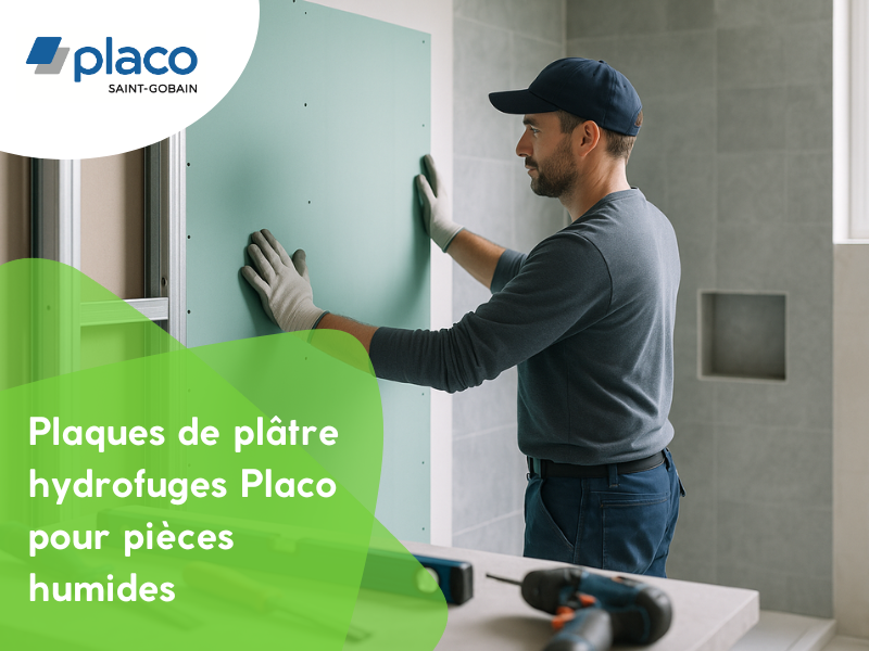 Plaques de plâtre hydrofuges Placo pour pièces humides