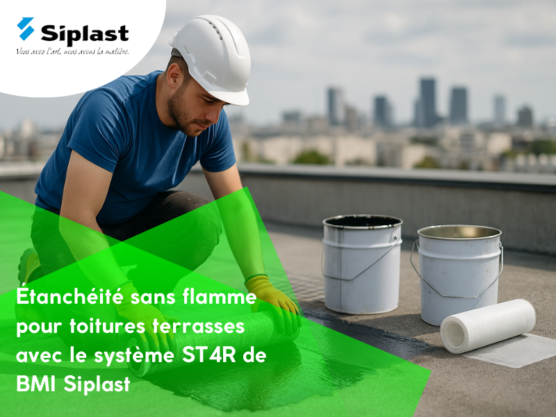 Étanchéité sans flamme pour toitures terrasses avec le système ST4R de BMI Siplast