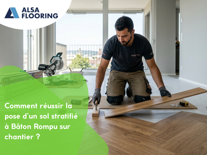Comment réussir la pose d’un sol stratifié à Bâton Rompu sur chantier ?