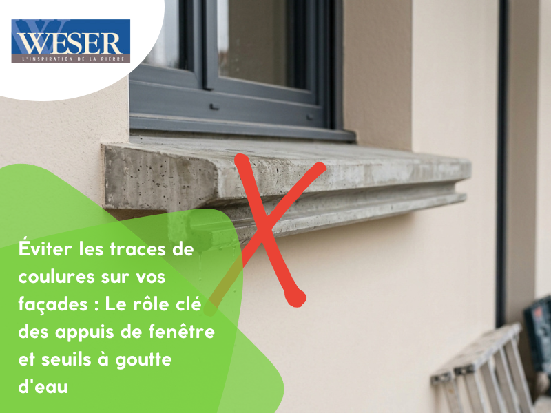 Éviter les traces de coulures sur vos façades : Le rôle clé des appuis de fenêtre et seuils à goutte d'eau