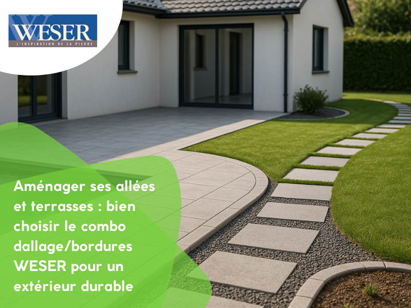 Aménager ses allées et terrasses : bien choisir le combo dallage/bordures WESER pour un extérieur durable
