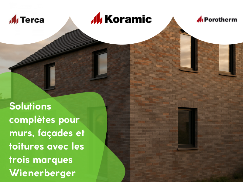 Solutions complètes pour murs, façades et toitures avec les trois marques Wienerberger