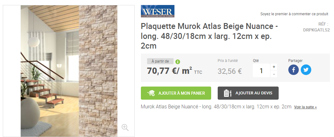 plaquette de parement WESER Murok Atlas Beige